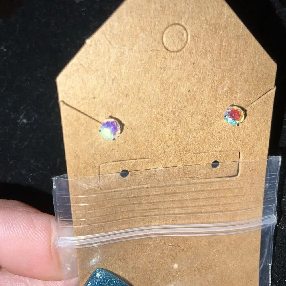 Cubic Zirconia Stud Earrings Hypoallergenic Surgical Steel Sensitive Ear New
